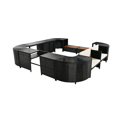 Alora Large Outdoor Quadrilateral Spa Surround Rattan Sectional Sofa Set With Storage Compartments