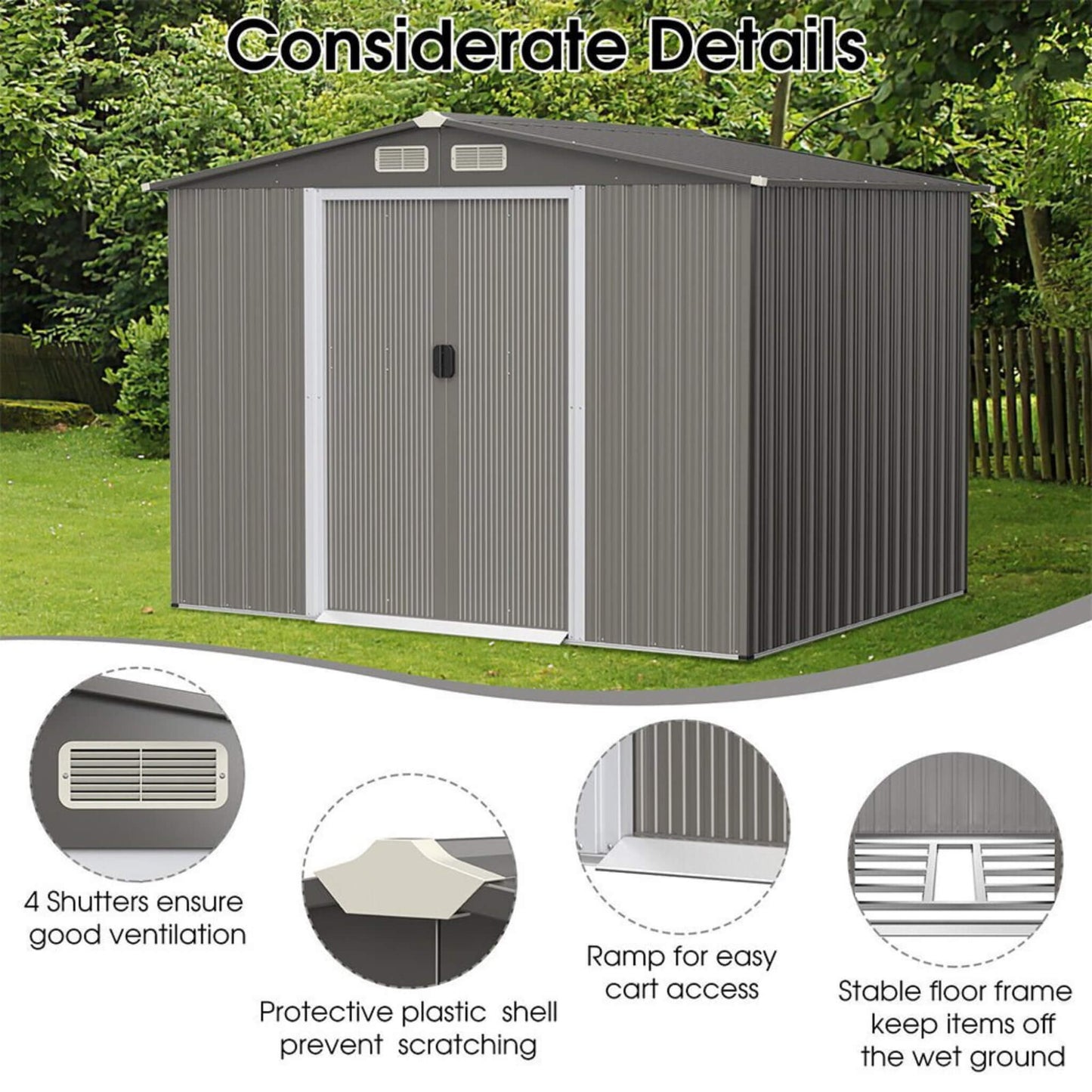 8FT x 6FT Alora Premium Outdoor Steel Tool Storage Garden Backyard Shed