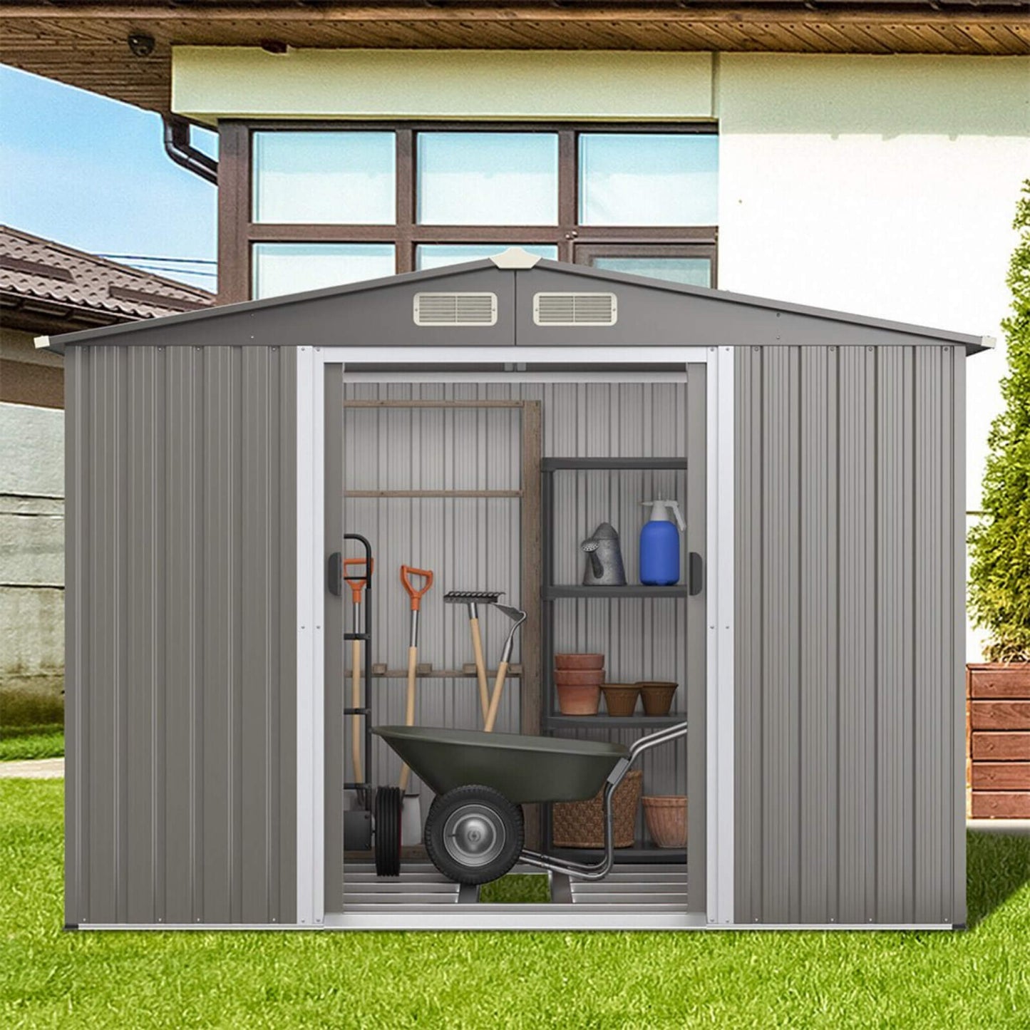 8FT x 6FT Alora Premium Outdoor Steel Tool Storage Garden Backyard Shed