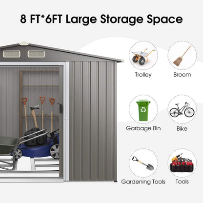 8FT x 6FT Alora Premium Outdoor Steel Tool Storage Garden Backyard Shed
