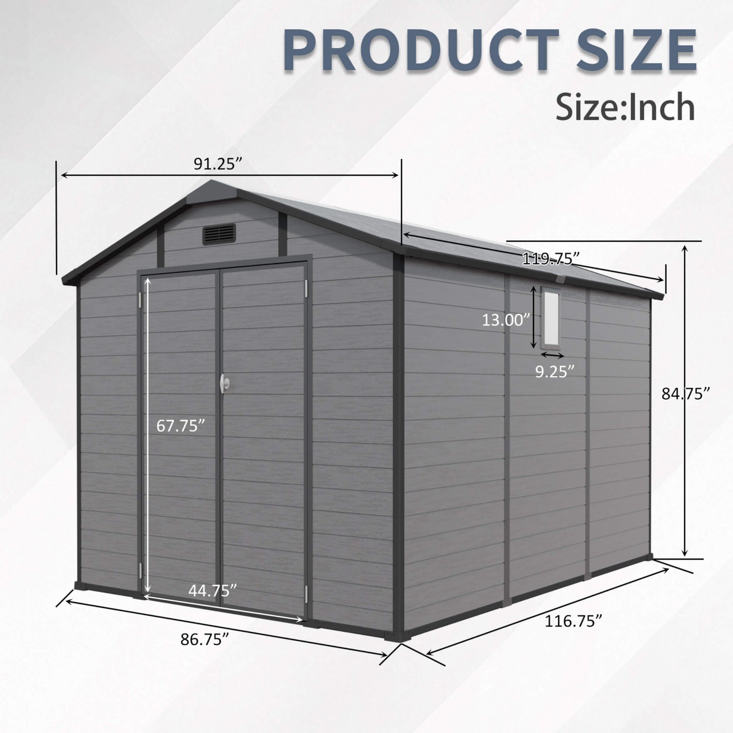 Alora Large Plastic Lockable Resin Outdoor Storage Shed with Window and Floor