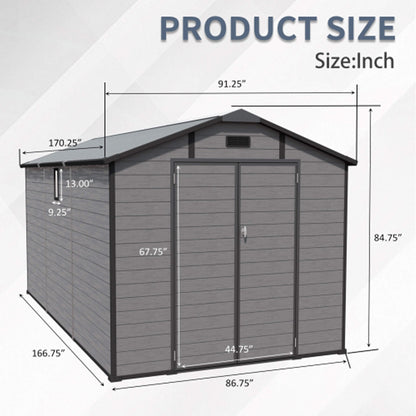 Alora Large Plastic Lockable Resin Outdoor Storage Shed with Window and Floor