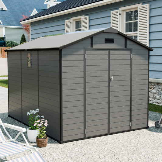 Alora Large Plastic Lockable Resin Outdoor Storage Shed with Window and Floor