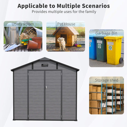Alora Large Plastic Lockable Resin Outdoor Storage Shed with Window and Floor