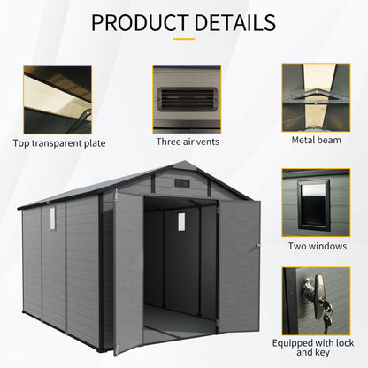 Alora Large Plastic Lockable Resin Outdoor Storage Shed with Window and Floor
