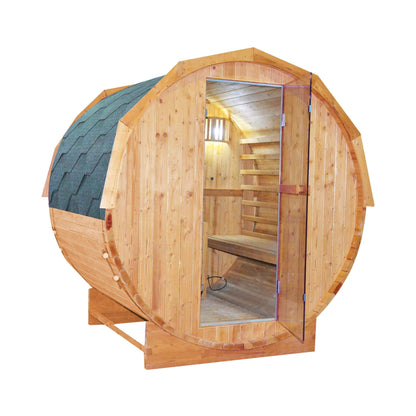 Thermora Large Premium American White Oak Outdoor Wooden Barrel Sauna With 4.5KW Sauna Heater