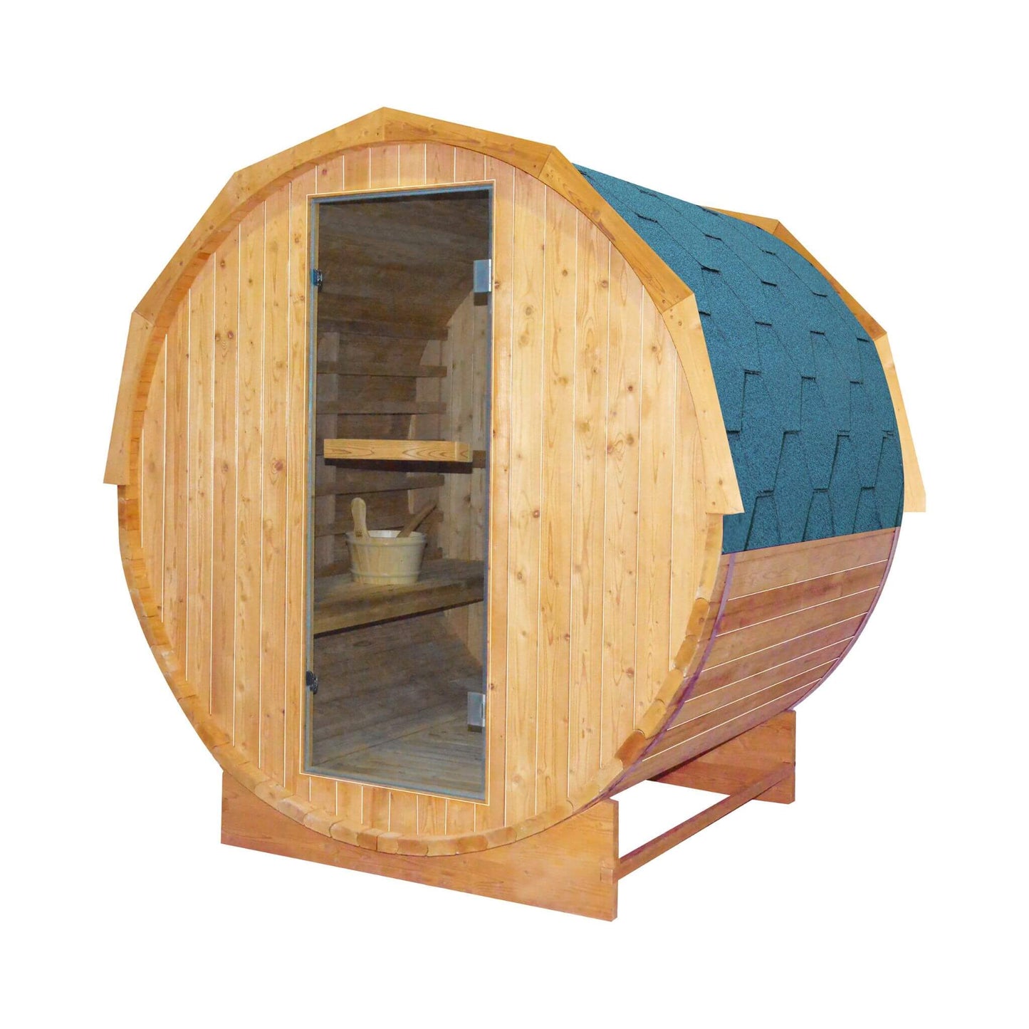 Thermora Large Premium American White Oak Outdoor Wooden Barrel Sauna With 4.5KW Sauna Heater