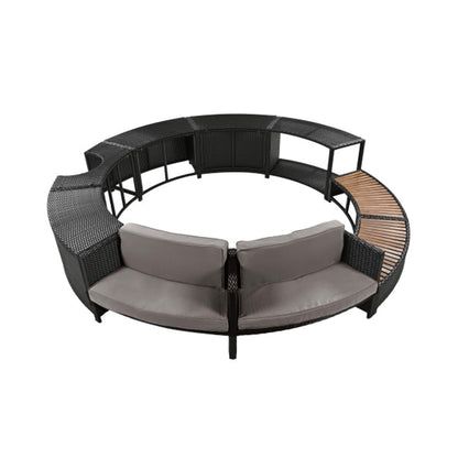 Alora Large Premium Surround Spa Patio Rattan Sofa Set With Storage Compartments And Cushions