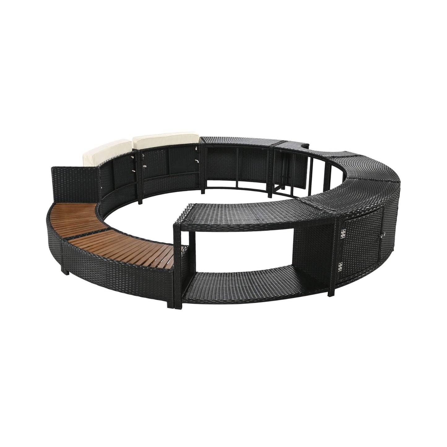 Alora Large Premium Surround Spa Patio Rattan Sofa Set With Storage Compartments And Cushions