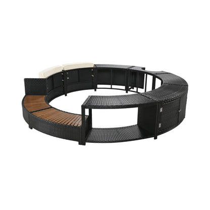 Alora Large Premium Surround Spa Patio Rattan Sofa Set With Storage Compartments And Cushions