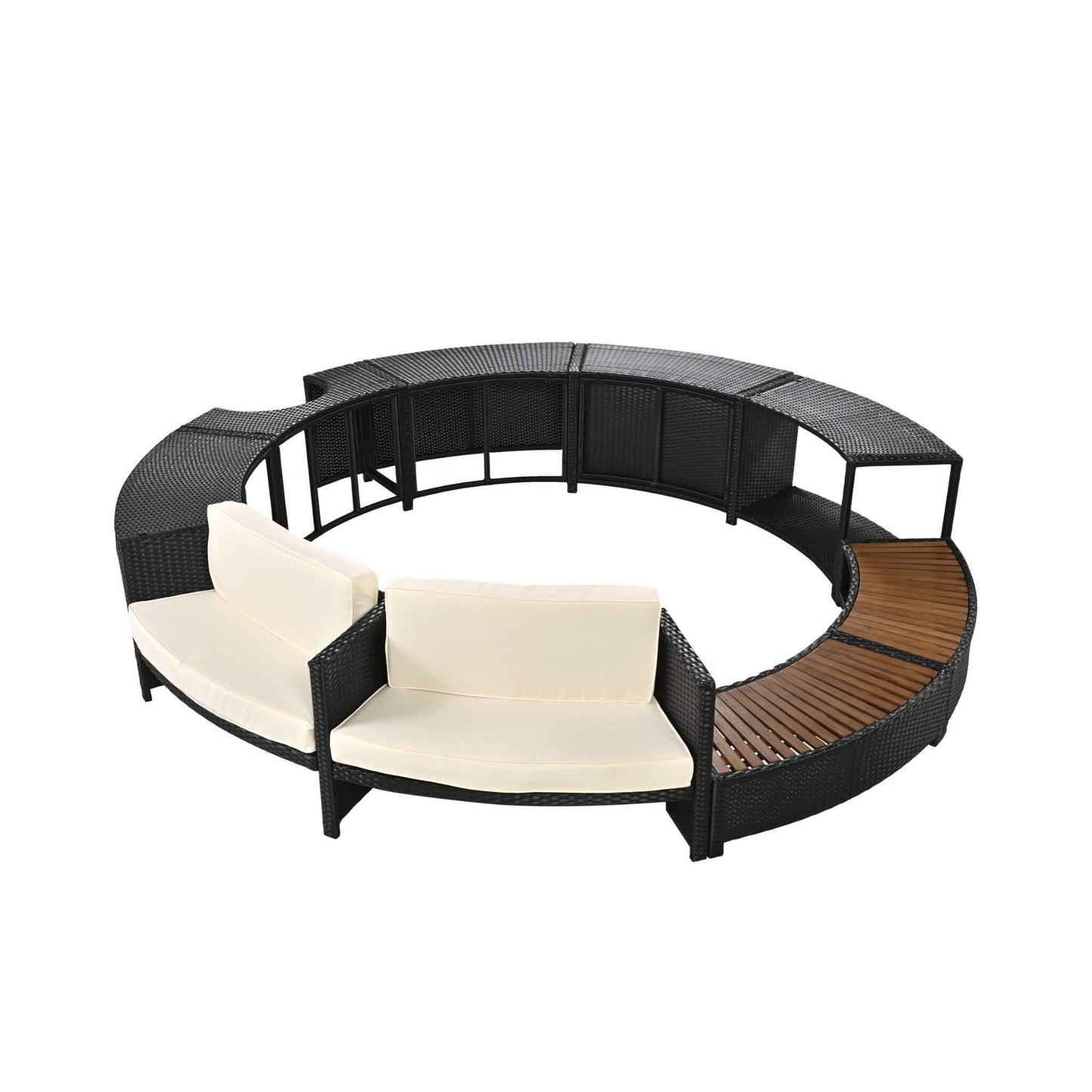 Alora Large Premium Surround Spa Patio Rattan Sofa Set With Storage Compartments And Cushions