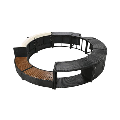 Alora Large Premium Surround Spa Patio Rattan Sofa Set With Storage Compartments And Cushions