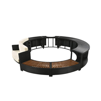 Alora Large Premium Surround Spa Patio Rattan Sofa Set With Storage Compartments And Cushions