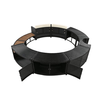 Alora Large Premium Surround Spa Patio Rattan Sofa Set With Storage Compartments And Cushions