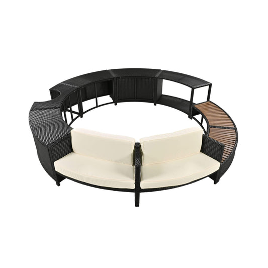 Alora Large Premium Surround Spa Patio Rattan Sofa Set With Storage Compartments And Cushions
