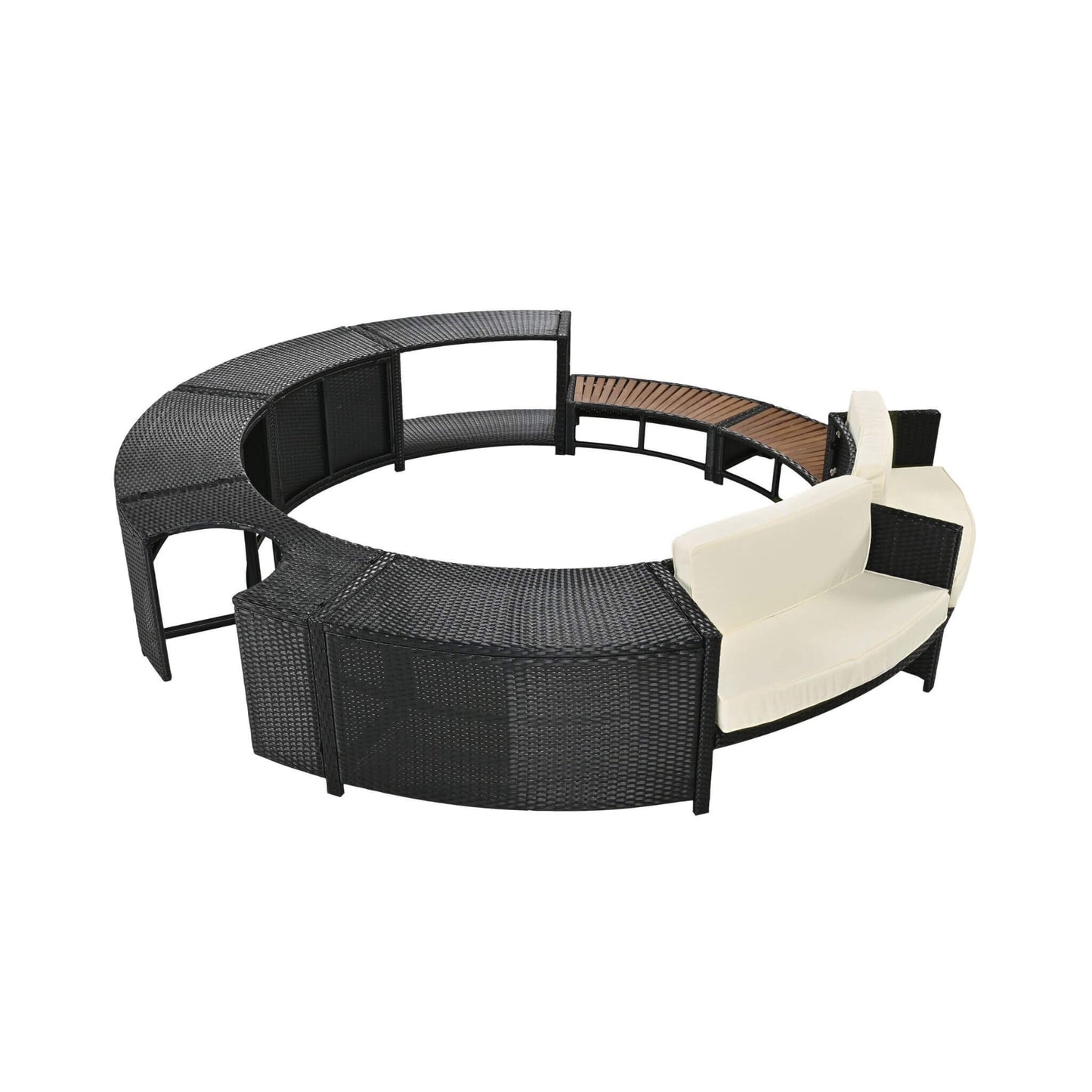 Alora Large Premium Surround Spa Patio Rattan Sofa Set With Storage Compartments And Cushions