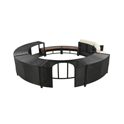 Alora Large Premium Surround Spa Patio Rattan Sofa Set With Storage Compartments And Cushions