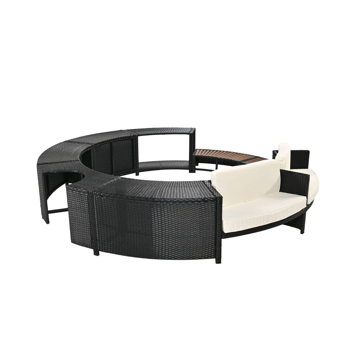 Alora Large Premium Surround Spa Patio Rattan Sofa Set With Storage Compartments And Cushions