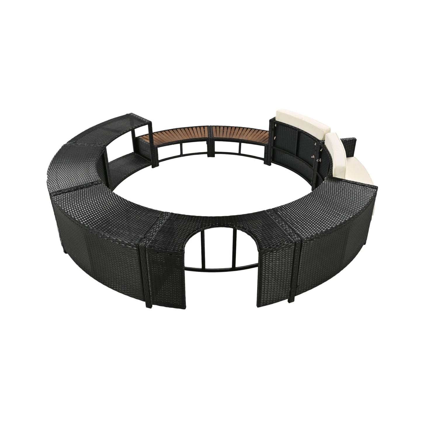 Alora Large Premium Surround Spa Patio Rattan Sofa Set With Storage Compartments And Cushions