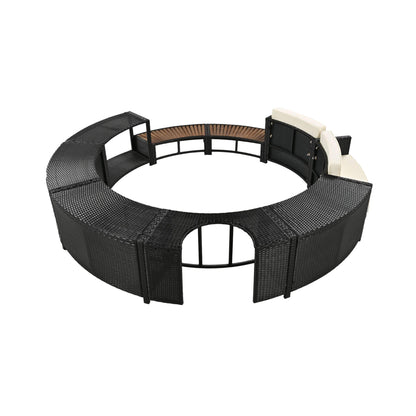 Alora Large Premium Surround Spa Patio Rattan Sofa Set With Storage Compartments And Cushions