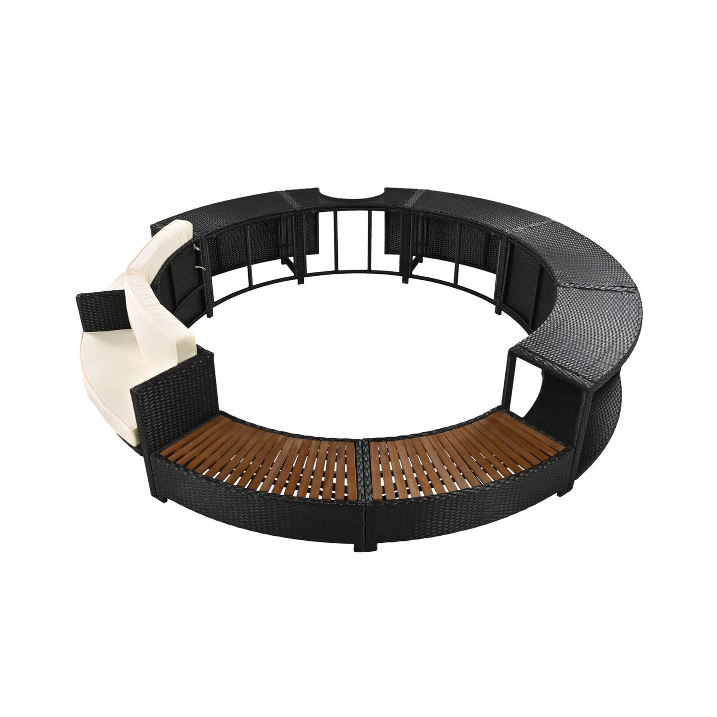 Alora Large Premium Surround Spa Patio Rattan Sofa Set With Storage Compartments And Cushions