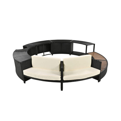 Alora Large Premium Surround Spa Patio Rattan Sofa Set With Storage Compartments And Cushions