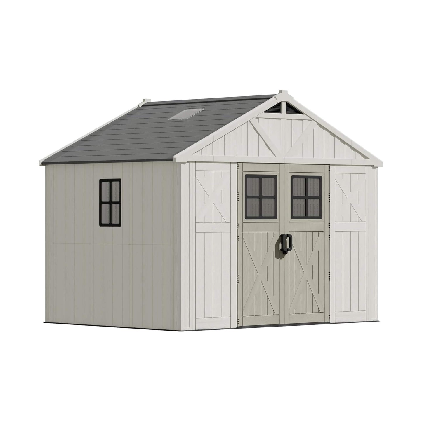 Alora Large Resin Outdoor Storage Shed with Floor, Windows, and Lockable Door