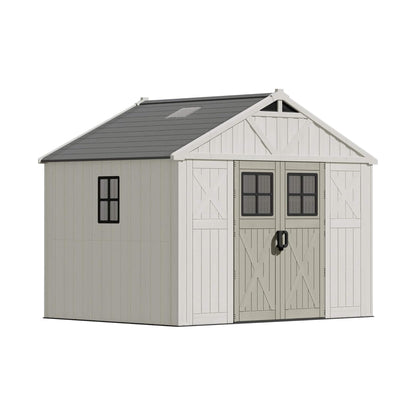 Alora Large Resin Outdoor Storage Shed with Floor, Windows, and Lockable Door