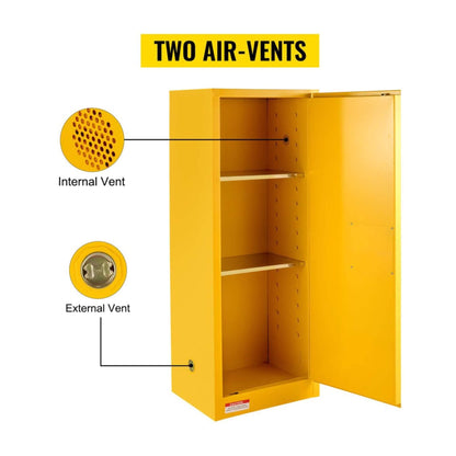 Large Yellow 35-Inch Heavy-Duty Flammable Welded Fireproof Storage Cabinet