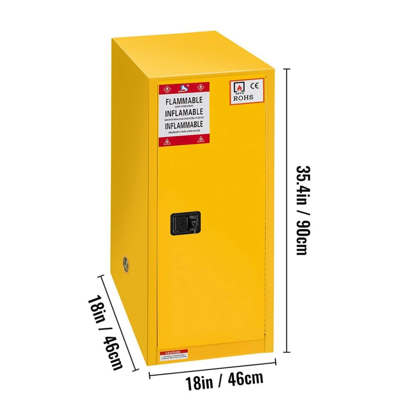 Large Yellow 35-Inch Heavy-Duty Flammable Welded Fireproof Storage Cabinet