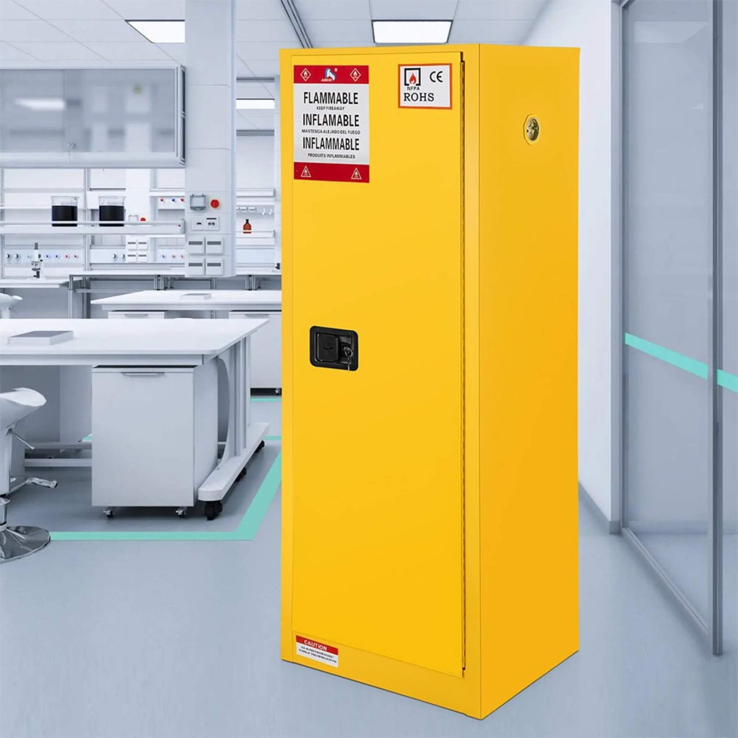 Large Yellow 35-Inch Heavy-Duty Flammable Welded Fireproof Storage Cabinet