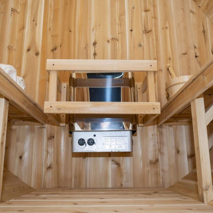 Dundalk Leisurecraft 84-Inch 4-Person Canadian Timber Harmony Barrel Sauna with Solid Wood Benches
