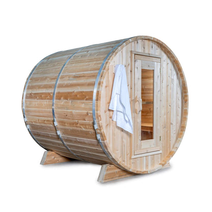 Dundalk Leisurecraft 84-Inch 4-Person Canadian Timber Harmony Barrel Sauna with Solid Wood Benches
