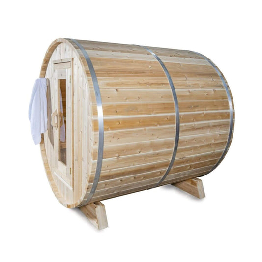 Dundalk Leisurecraft 84-Inch 4-Person Canadian Timber Harmony Barrel Sauna with Solid Wood Benches