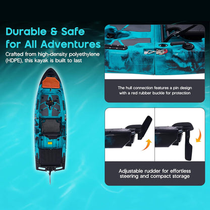 Lightweight 10FT 1-Person Modular Fishing Kayak with Fin Drive System