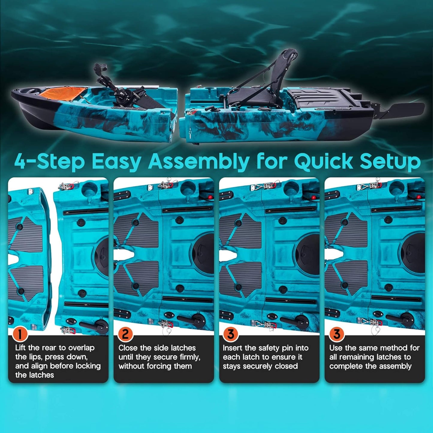 Lightweight 10FT 1-Person Modular Fishing Kayak with Fin Drive System
