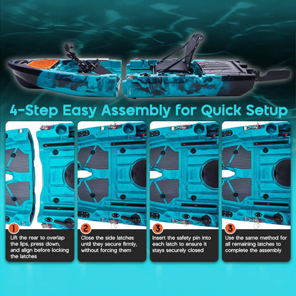 Lightweight 10FT 1-Person Modular Fishing Kayak with Fin Drive System