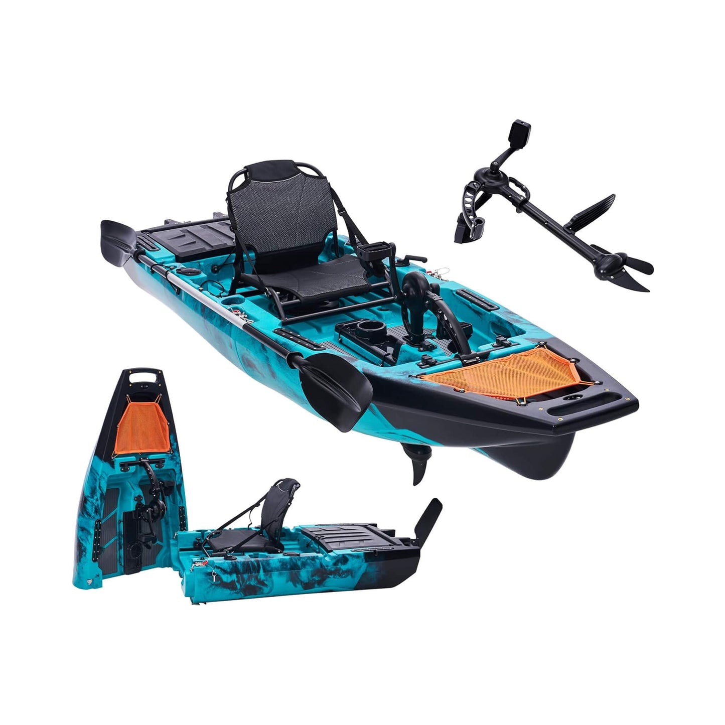 Lightweight 10FT 1-Person Modular Fishing Kayak with Propeller Drive System
