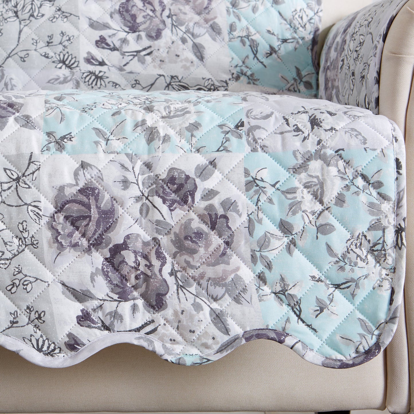 Reversible Floral Patchwork Furniture Protector - Maribel Collection