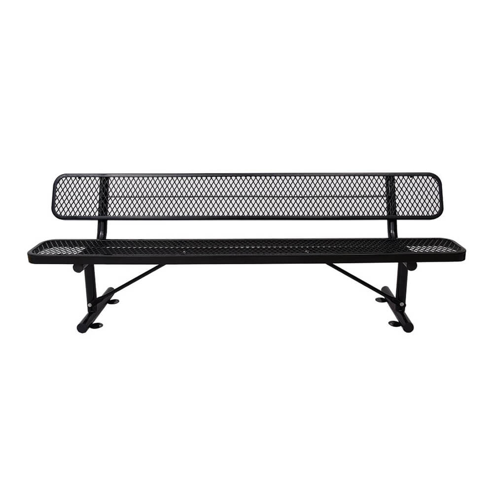 8FT Heavy-Duty Steel Bench With Backrest And Thermoplastic Coating