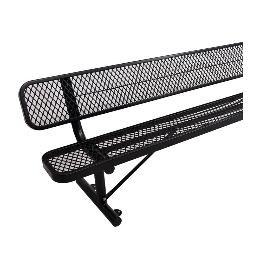 8FT Heavy-Duty Steel Bench With Backrest And Thermoplastic Coating
