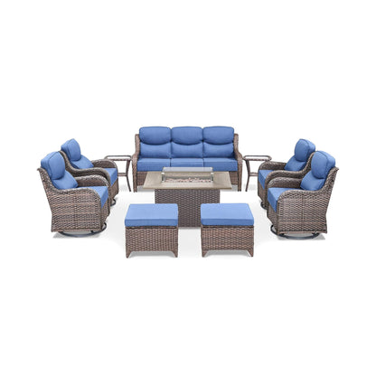 Luxury 10-Piece All-Weather Outdoor Patio Furniture Set with Fire Pit Table