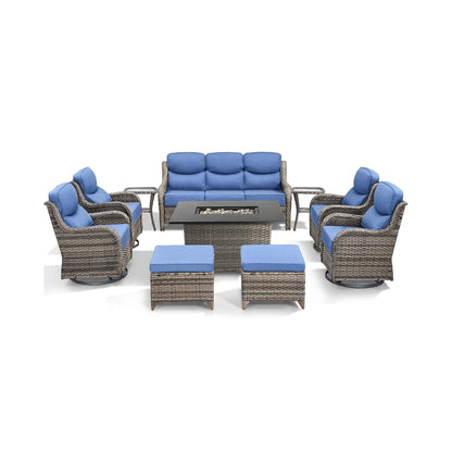 Luxury 10-Piece All-Weather Outdoor Patio Furniture Set with Fire Pit Table