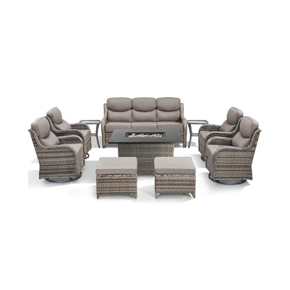 Luxury 10-Piece All-Weather Outdoor Patio Furniture Set with Fire Pit Table