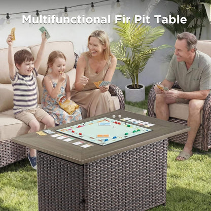 Luxury 10-Piece All-Weather Outdoor Patio Furniture Set with Fire Pit Table
