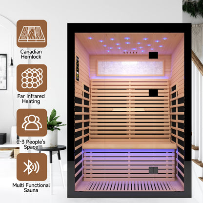 Thermora Luxury 2-Person Canadian Hemlock Wood Far Infrared Home Sauna