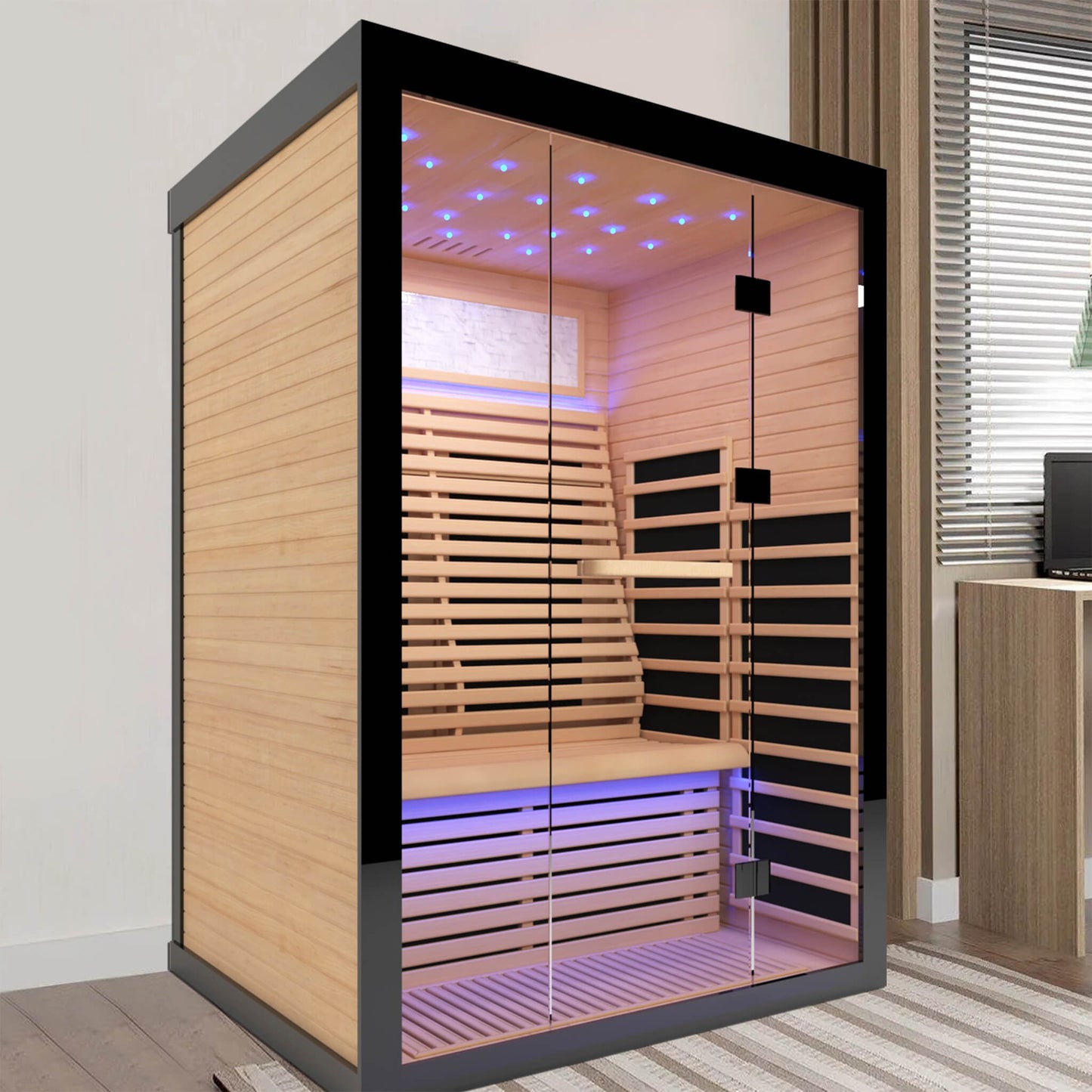 Thermora Luxury 2-Person Canadian Hemlock Wood Far Infrared Home Sauna