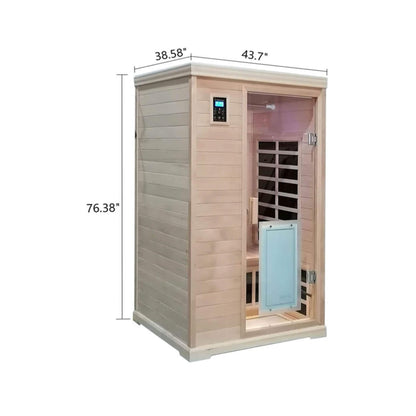Thermora Luxury 2-Person Hemlock Wood FAR Infrared Sauna Room W/ Glass Door, 1750W