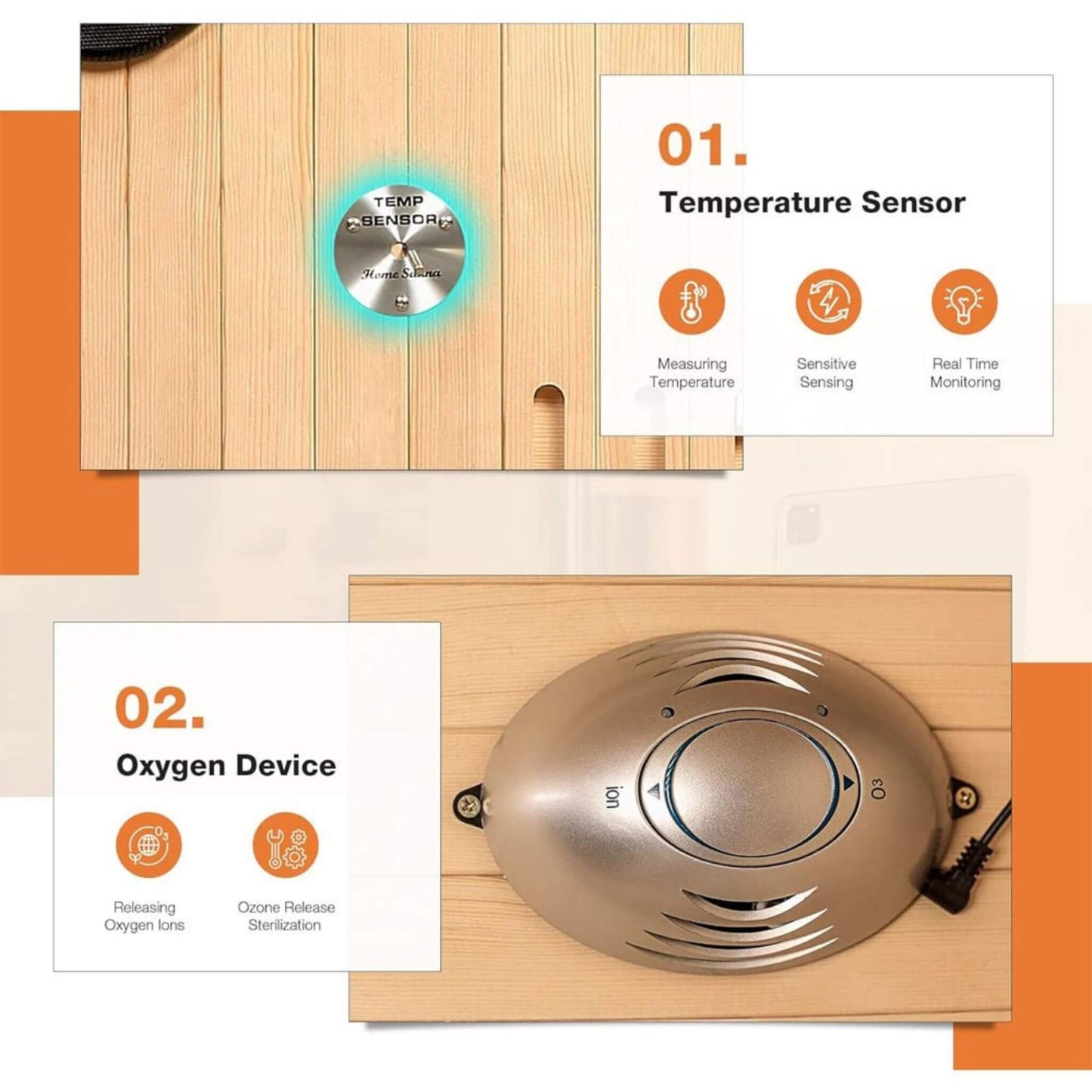Thermora Luxury 2-Person Low EMF FAR Infrared Heat Wood Home Personal Spa Sauna W/ Panoramic Tempered Glass 2000W