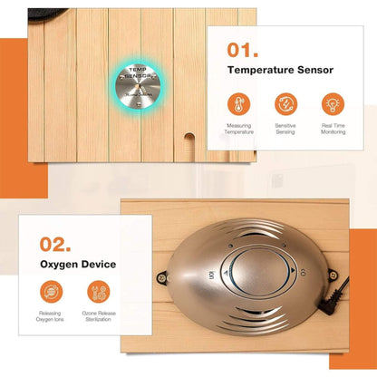 Thermora Luxury 2-Person Low EMF FAR Infrared Heat Wood Home Personal Spa Sauna W/ Panoramic Tempered Glass 2000W